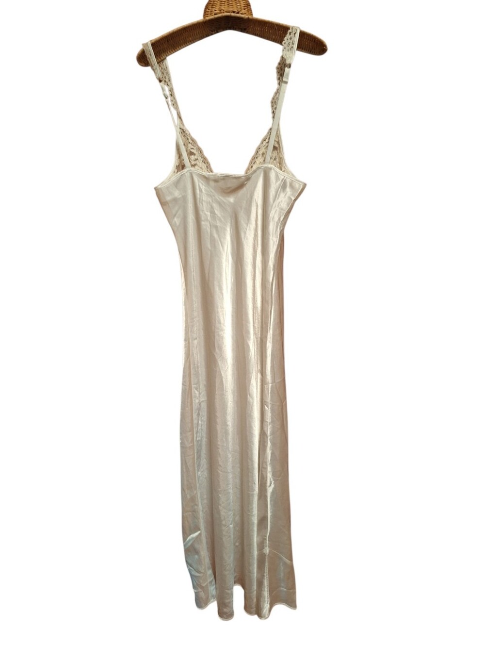 Vintage Victorias Secret Liquid Satin Ivory Bias Bridal Lace Gold Label Gown med - Picture 2 of 7
